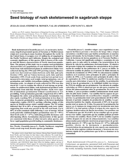 Seed Biology of Rush Skeletonweed in Sagebrush Steppe