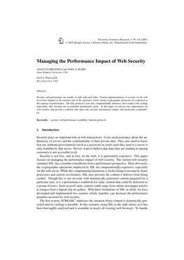 Managing the Performance Impact of Web Security