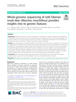 Whole-Genome Sequencing of Wild Siberian Musk