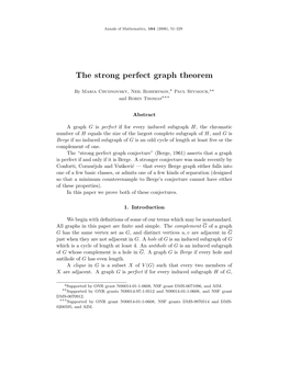 The Strong Perfect Graph Theorem