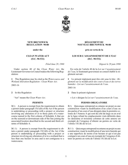 NEW BRUNSWICK REGULATION 90-80 Under the RÈGLEMENT DU