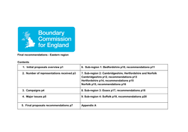 Final Recommendations - Eastern Region