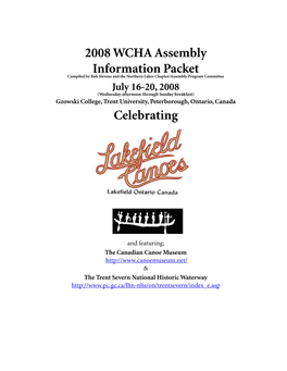 2008 WCHA Assembly Information Packet Celebrating