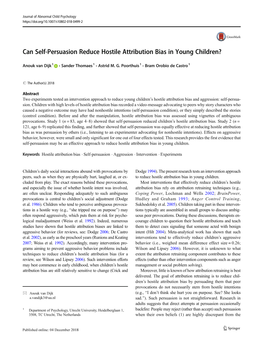 Can Self-Persuasion Reduce Hostile Attribution Bias in Young Children?