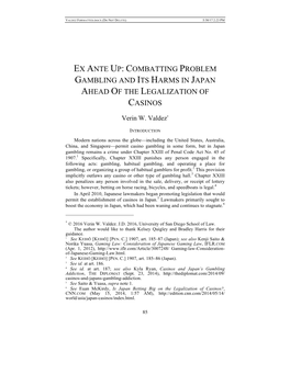 Combatting Problem Gambling and Its Harms in Japan Ahead of the Legalization of Casinos