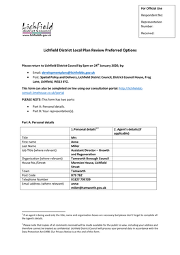 Lichfield District Local Plan Review Preferred Options