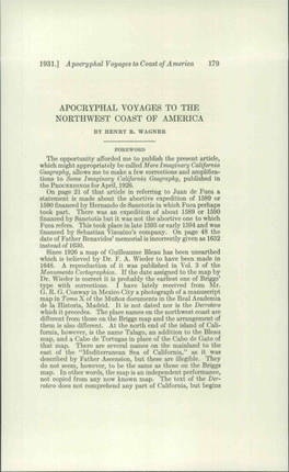 Apocryphal Voyages to the Northwest Coast of America by Henry R