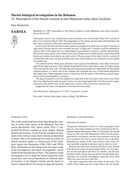 Marine Biological Investigations in the Bahamas 23. Description of the Littoral Zonation at Nine Bahamian Rocky-Shore Localities