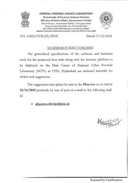 Scanned by Camscanner Annexure - 1 Broad Based Specifications for Forensic Platformfor National Cyber Forensic Laboratory