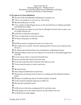 Gaura Lila Notes 43 Chaitanya Bhagavata – Madhya Lila 26 Descriptions of the Mercy Bestowed on Suklambara and Vijaya and the Lord’S Desire to Take Sannyasa