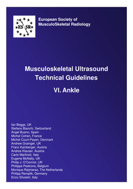Musculoskeletal Ultrasound Technical Guidelines VI. Ankle