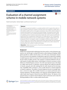 Evaluation of a Channel Assignment Scheme in Mobile Network Systems