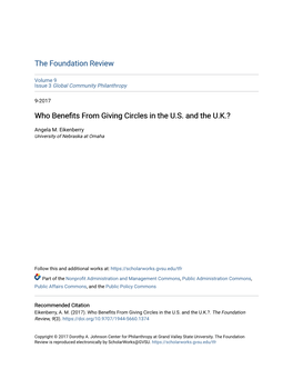 Who Benefits from Giving Circles in the U.S. and the U.K.?