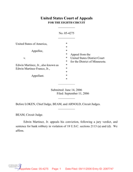 United States Court of Appeals for the EIGHTH CIRCUIT ______