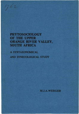 Phytosociology of the Upper Orange River Valley, South Africa