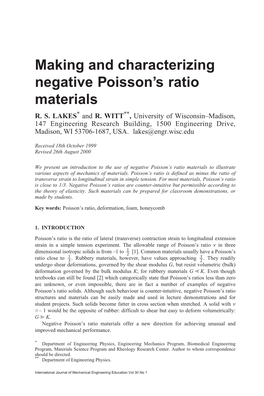 Making and Characterizing Negative Poisson's Ratio Materials