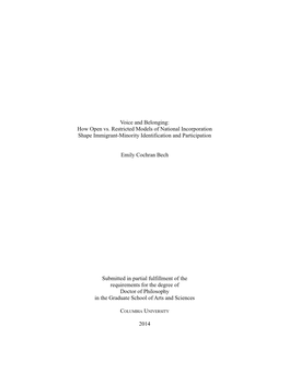 How Open Vs. Restricted Models of National Incorporation Shape Immigrant-Minority Identification and Participation