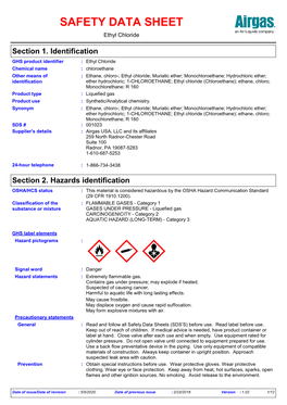 SAFETY DATA SHEET Ethyl Chloride