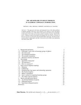 The Arf-Kervaire Invariant Problem in Algebraic Topology: Introduction