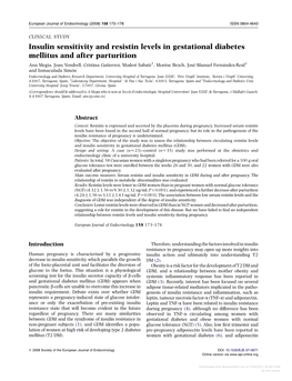 Insulin Sensitivity and Resistin Levels in Gestational Diabetes Mellitus And