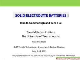 Solid Electrolyte Batteries