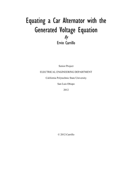 Equating a Car Alternator with the Generated Voltage Equation by Ervin Carrillo