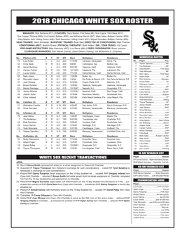 2018 Chicago White Sox Roster