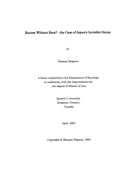 Racism Without Race? : the Case of Japan's Invisible Group