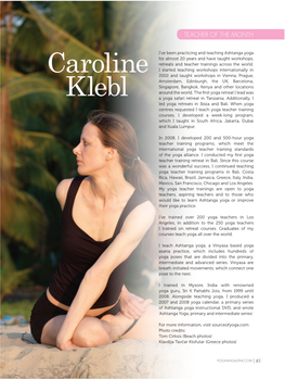 Teacher Feature and Ashtanga Yoga Standing Poses by Caroline