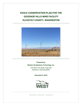 Eagle Conservation Plan for the Goodnoe Hills Wind Facility Klickitat County, Washington