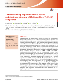 Theoretical Study of Phase Stability, Crystal and Electronic Structure of Memgn2 (Me 5 Ti, Zr, Hf) Compounds