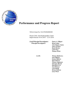 Performance and Progress Report