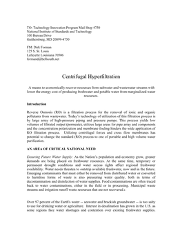 Centrifugal Hyperfiltration