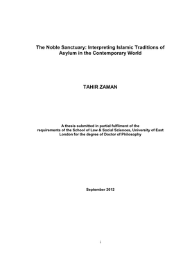 The Noble Sanctuary: Interpreting Islamic Traditions of Asylum in the Contemporary World