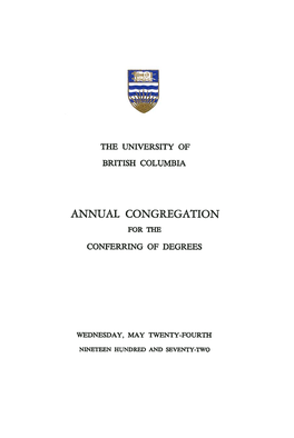 Annual Congregation for The