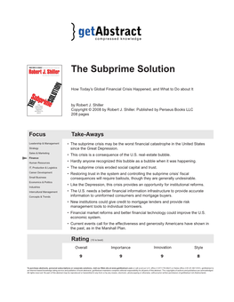 The Subprime Solution