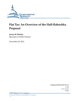 Flat Tax: an Overview of the Hall-Rabushka Proposal