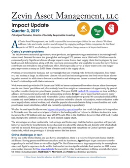 Impact Update Quarter 3, 2019 Pat Miguel Tomaino, Director of Socially Responsible Investing