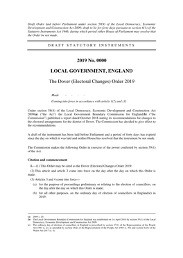 The Dover (Electoral Changes) Order 2019