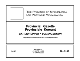 Provincial Gazette Provinsiale Koerant EXTRAORDINARY • BUITENGEWOON