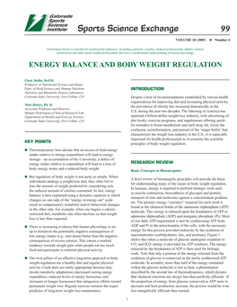 ENERGY BALANCE and BODY WEIGHT REGULATION Metabolizable Energy, This Energy Loss Is Thought to Be Negligible Drive to Re-Establish Body Fat Stores at an Obese Level