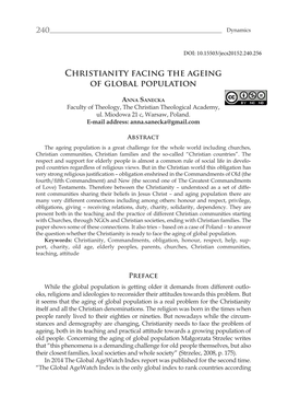 Christianity Facing the Ageing of Global Population