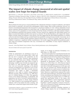 The Impact of Climate Change Measured at Relevant Spatial Scales: New Hope for Tropical Lizards