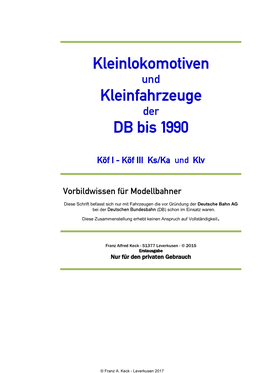 Kleinlokomotiven Kleinfahrzeuge DB Bis 1990