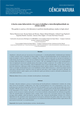 A Horta Como Laboratório Vivo Para Trabalhar a Interdisciplinaridade No
