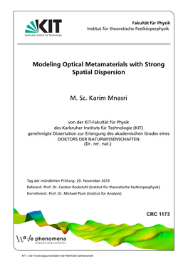 Modeling Optical Metamaterials with Strong Spatial Dispersion