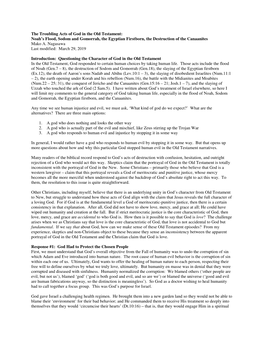 The Troubling Acts of God in the Old Testament: Noah’S Flood, Sodom and Gomorrah, the Egyptian Firstborn, the Destruction of the Canaanites Mako A