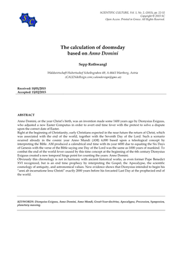 The Calculation of Doomsday Based on Anno Domini