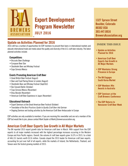 Export Development Program Newsletter