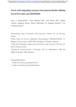 Novel Xylan Degrading Enzymes from Polysaccharide Utilizing Loci of Prevotella Copri DSM18205